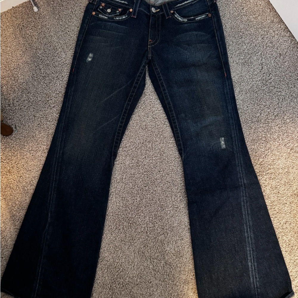 True Religion Blue Flare Wide Leg Jeans